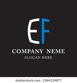 EF FE abstract monogram initial letter logo on black background. EF FE abstract monogram initial letter logo concept. EF letter logo design template.