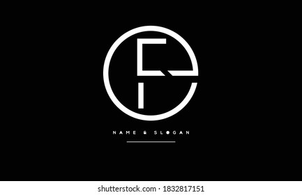 Monograma del logotipo de las letras abstractas EF, FE,E,F