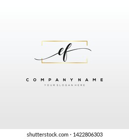 EF handwriting initial logo template vector.