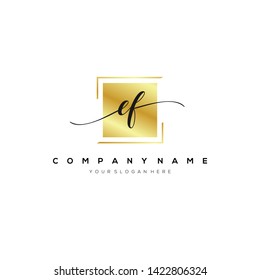 EF handwriting initial logo template vector.