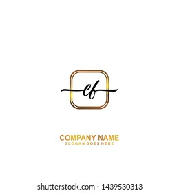 EF handwriting logo template vector