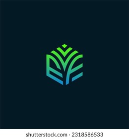 EF hexagon logo design, VEF hexagon logo design, flourish, develop, natural, organic, finance logo, real estate, suitable for your company.