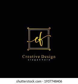 EF Marca caligrafía inicial logotipo manuscrito. Alfabeto escrito a mano en la plantilla de logotipo. Cartas y alfabetos para la firma, boda, moda, floral y botánica 