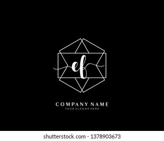 EF initial handwriting logo geometric template vector