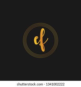 EF  Initial Handwriting logo template vector