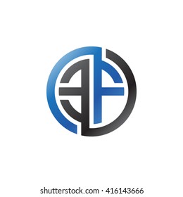 EF initial letters linked circle logo blue black