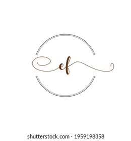 EF Initial Logo Handwriting template letter illustration