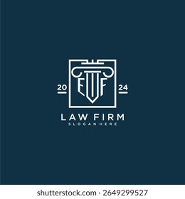 EF initial monogram logo for lawfirm with pillar design in creative square