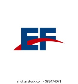 EF initial overlapping swoosh letter logo blue red