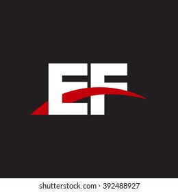 EF initial overlapping swoosh letter logo white red black background