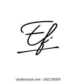 EF initial signature logo. handwriting logo template vector,