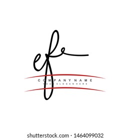 EF initial signature logo. handwriting logo template vector,