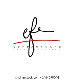 EF initial signature logo. handwriting logo template vector,