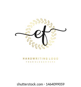EF initial signature logo. handwriting logo template vector,