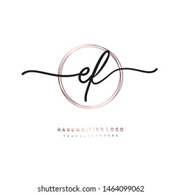 EF initial signature logo. handwriting logo template vector,