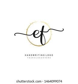 EF initial signature logo. handwriting logo template vector,