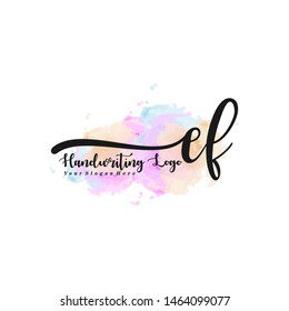 EF initial signature logo. handwriting logo template vector,