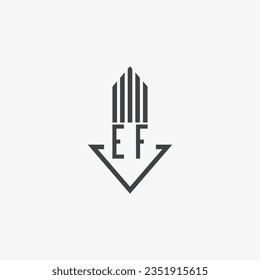 Ejemplo de material con logotipo inmobiliario EF iniciales. vector de logotipo
