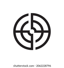 EF letter circle logo design vector
