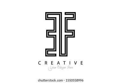 EF Letter Design Logo Concept with Black and White Colors. Letter EF Logotype Vector Illustration