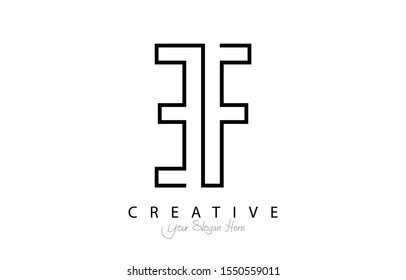 EF Letter Design Logo Concept with Black and White Colors. Letter EF Logotype Vector Illustration