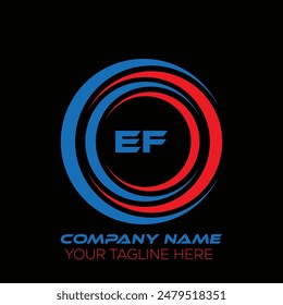 Diseño creativo del logotipo de la letra EF. EF diseño único. Diseño del logotipo de la letra EF sobre fondo negro.