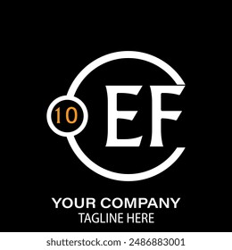 Diseño del logotipo de la letra EF. Fondo negro.
