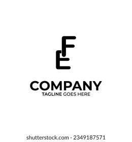 Diseño de logotipo de carta EF blanco y negro