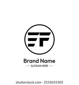 Logo-Design des EF-Buchstabens. Weißer Hintergrund.