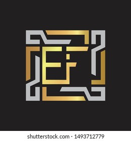 EF Letter logo initial capital monogram with abstrac ornament