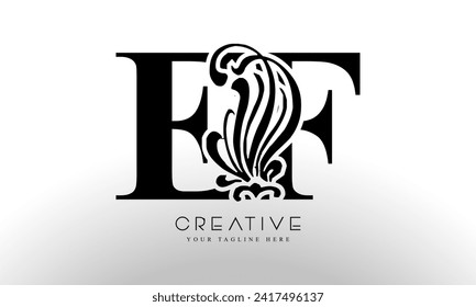 EF Letter Royal Luxury Logo template in vector art for Restaurant, Royalty, Boutique, Cafe, Hotel, Heraldic, Jewelry and Fashion.