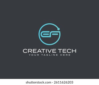 EF Letter Tech Logo. Modern Minimalist Technology Logo Design.