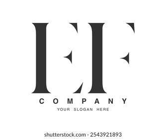 EF logo design. Initial letter e and f serif font style. Creative classic company name typography. Trendy logotype or identity. Vector illustration.