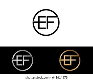 EF Logo. Letter Design Vector with Red and Black Silver, Gold  Colors
