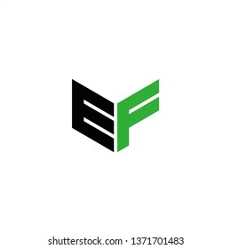 EF Logo Letter Initial With Black and Green Colors