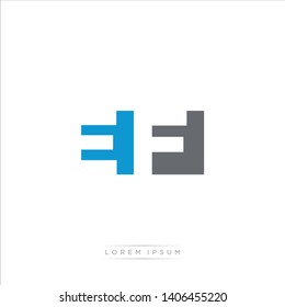 EF Logo Letter with Modern Negative space - Blue and Grey Color EPS 10