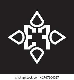Monograma del logotipo EF con cuatro cono redondeado por la plantilla de diseño de la forma