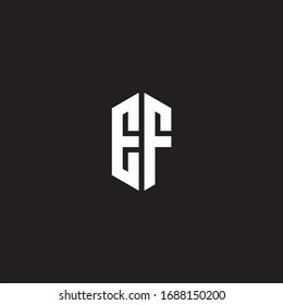EF Logo monogram with hexagon shape style design template isolated on black background
