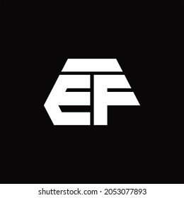Monograma del logotipo de EF con plantilla de diseño de estilo de forma octagón sobre fondo negro
