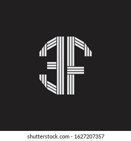 EF Logo monogram with outline style linked isolated on black background