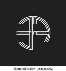 EF Logo monogram triple ribbon style line design template isolated on black background