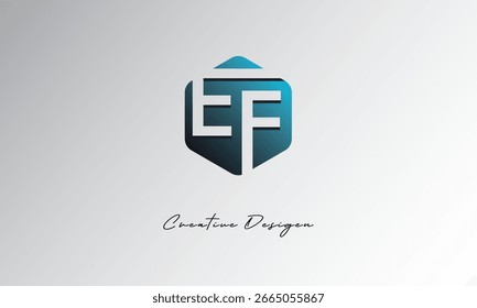 EF Minimal Polygon Shape Abstract Negative Space Symbol for Branding Use"