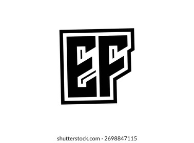 EF Design de logotipo de monograma moderno com forma geométrica arrojada e quadro mínimo.