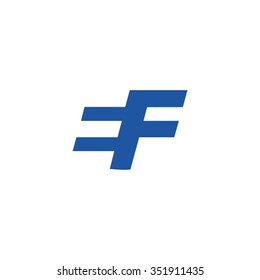 EF negative space letter logo blue