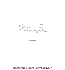 Efaproxiral flat skeletal molecular structure Antineoplastic drug used in cancer treatment. Vector illustration scientific diagram.