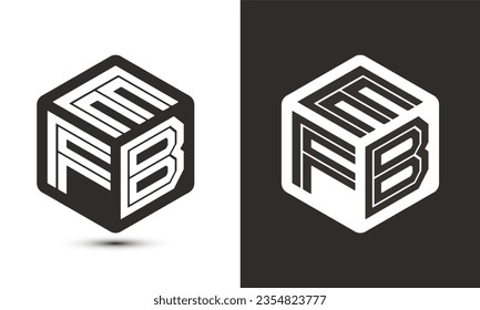 EFB letter logo design with illustrator cube logo, vector logo modern alphabet font overlap style. Premium Business logo icon. White color on black background