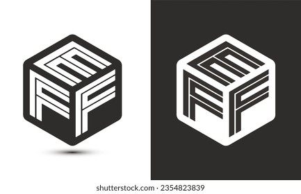 EFF letter logo design with illustrator cube logo, vector logo modern alphabet font overlap style. Premium Business logo icon. White color on black background