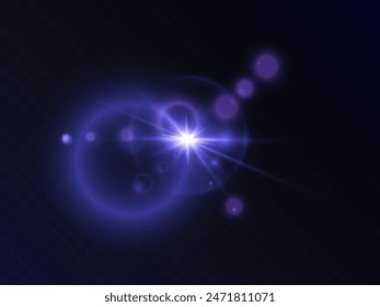 The effect of abstract blue light rays with highlights on a black background. Vector 10 EPS	
