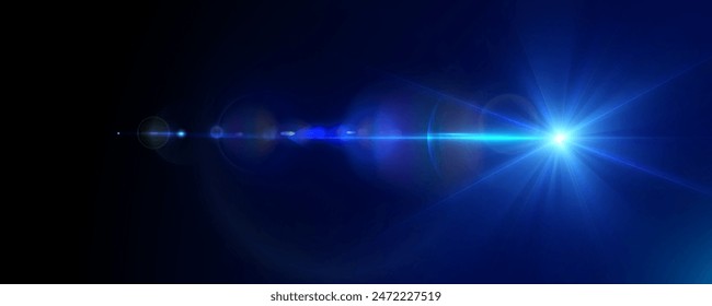 The effect of abstract blue light rays with highlights on a black background. Vector 10 EPS	
