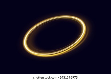 The effect of abstract golden light circles on a transparent background. Golden frame with place for text.